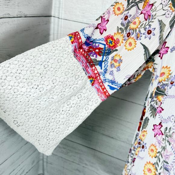 Calessa Anthro XL floral peasant women blouse cottage coquette romantic fall - Picture 4 of 7